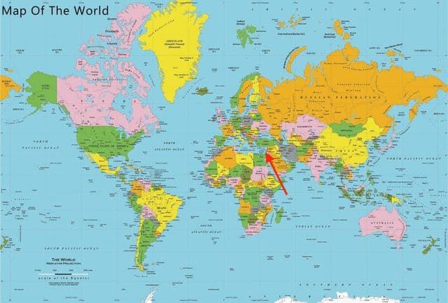 Localização de Tel Aviv no mapa do mundo