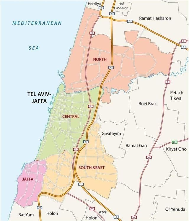 Mapa de estradas de Telavive