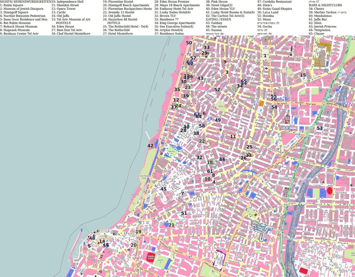 Mapa das vistas de Telavive
