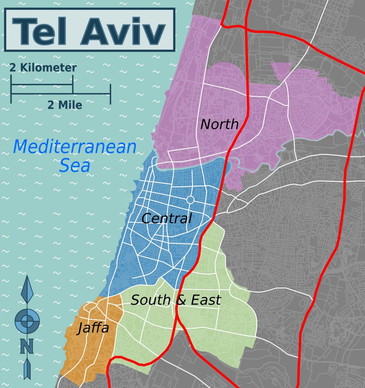 Mapa do distrito de Tel Aviv