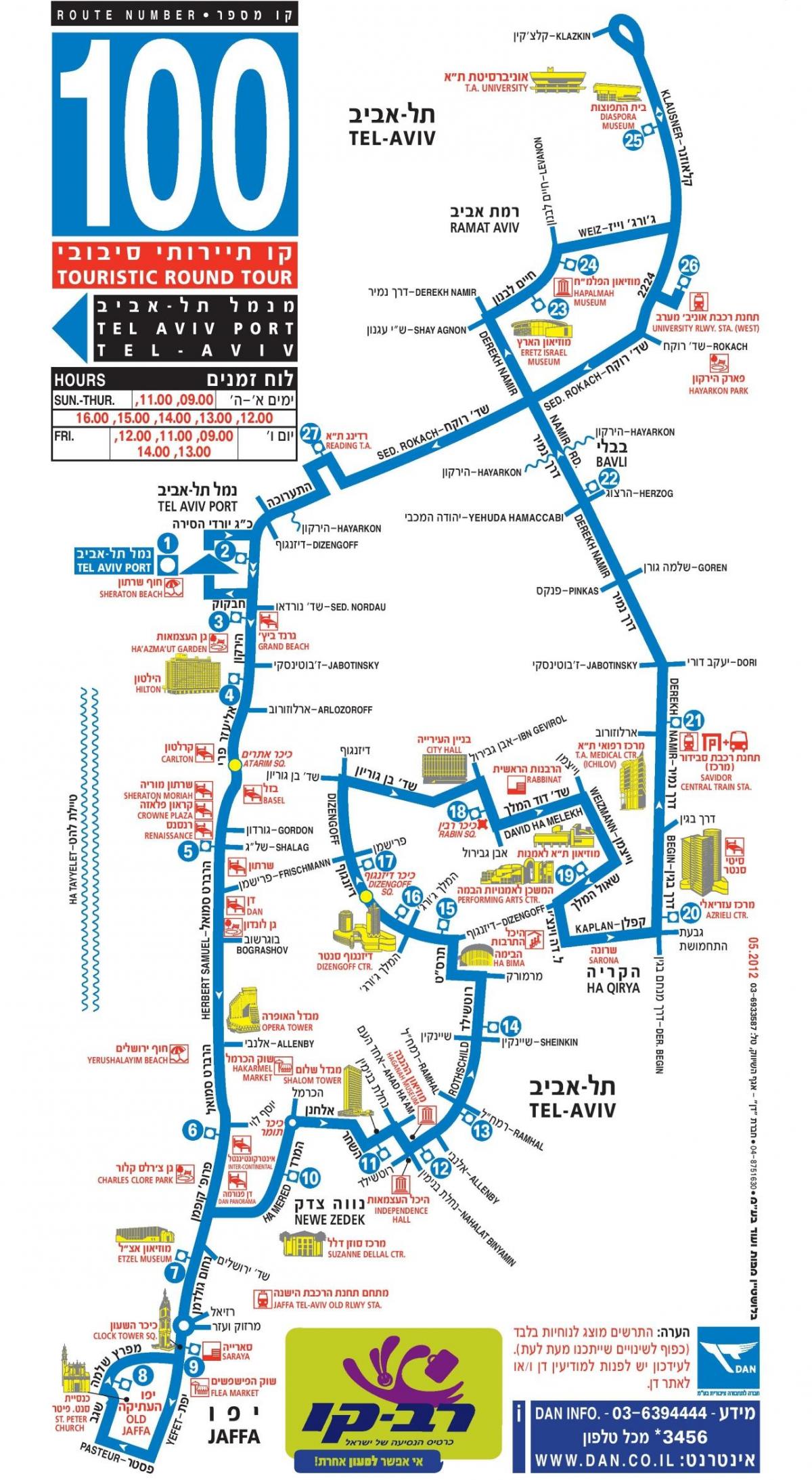 Tel Aviv Hop On Hop Off Bus tours mapa