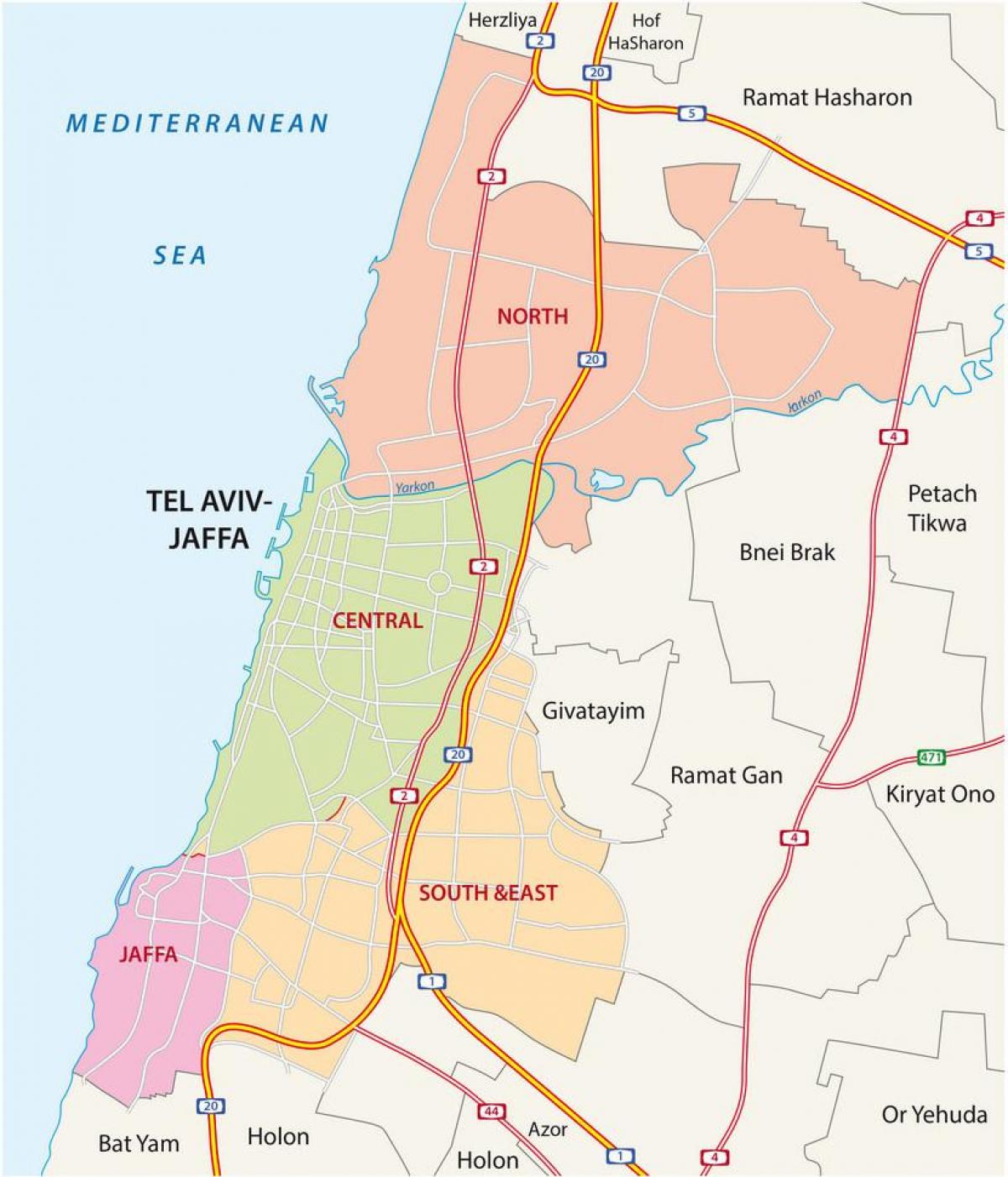 Mapa de estradas de Telavive