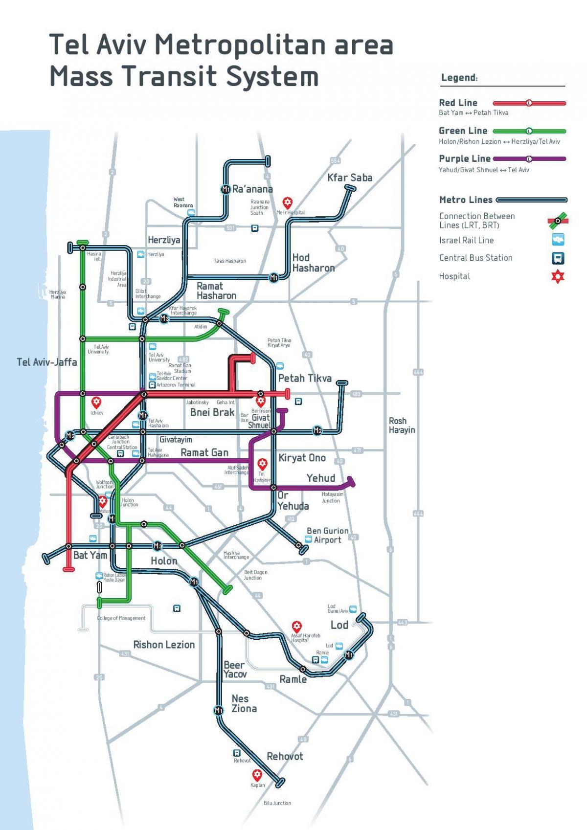 Mapa da estação de metrô de Tel Aviv